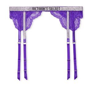 Victoria's‎ Secret Shine Strap Lace Bright Violet Garter Belt Sz XS/S